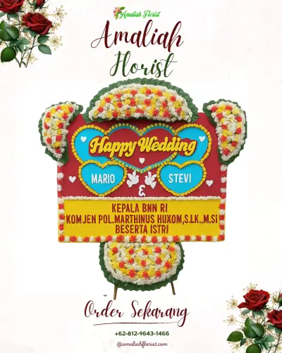 Karangan Papan Bunga Pernikahan di Lemahayu